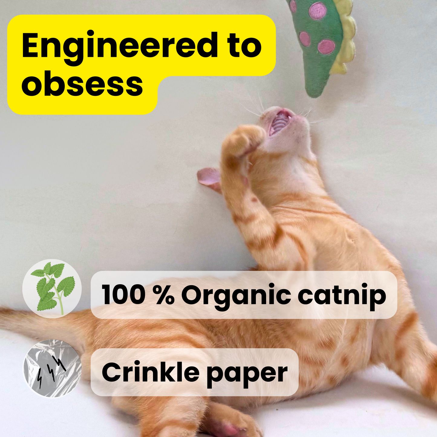 Repounce Dino Catnip & Crinkle Plush Cat Toy
