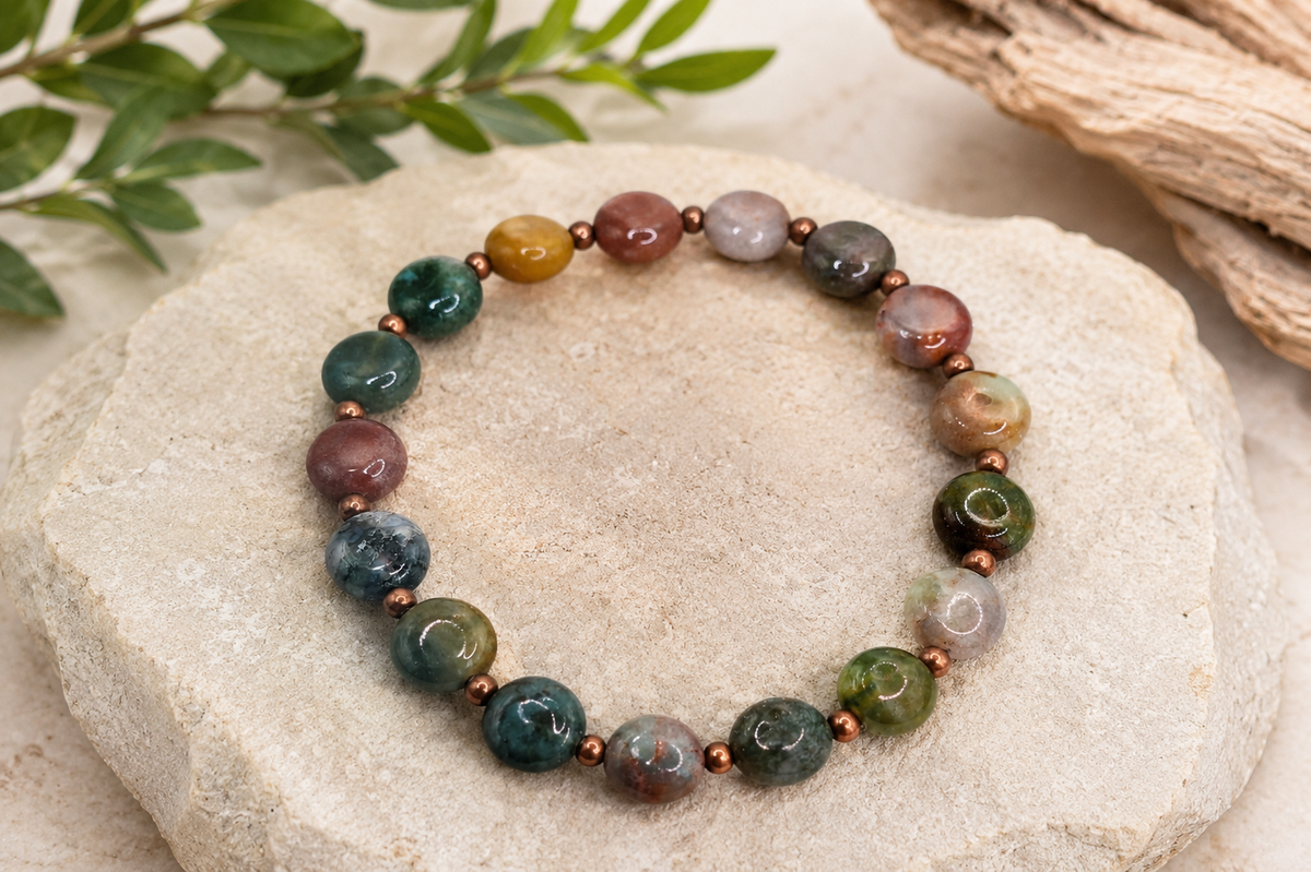 Fancy Jasper Bracelet with Antique Copper Accents