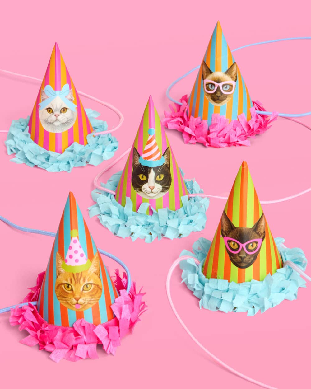 Cat Mini Party Hats | cat party, kids birthday, kitty