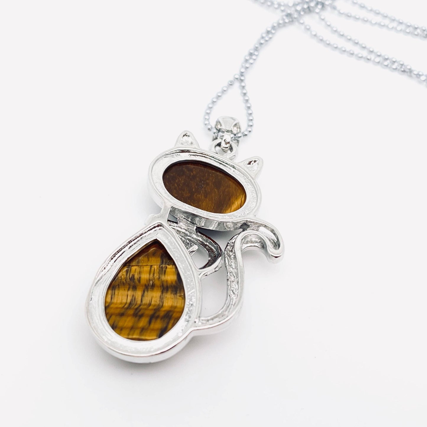 Natural Stone Cat Pendant Necklace