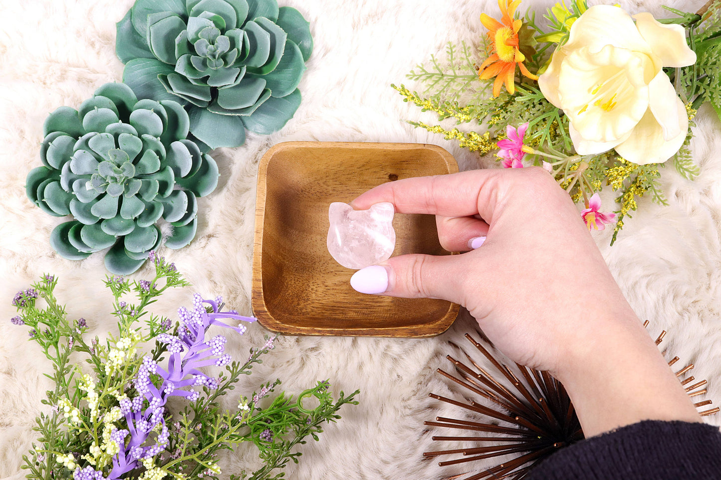 Rose Quartz Kitty Face, Crystal Cat