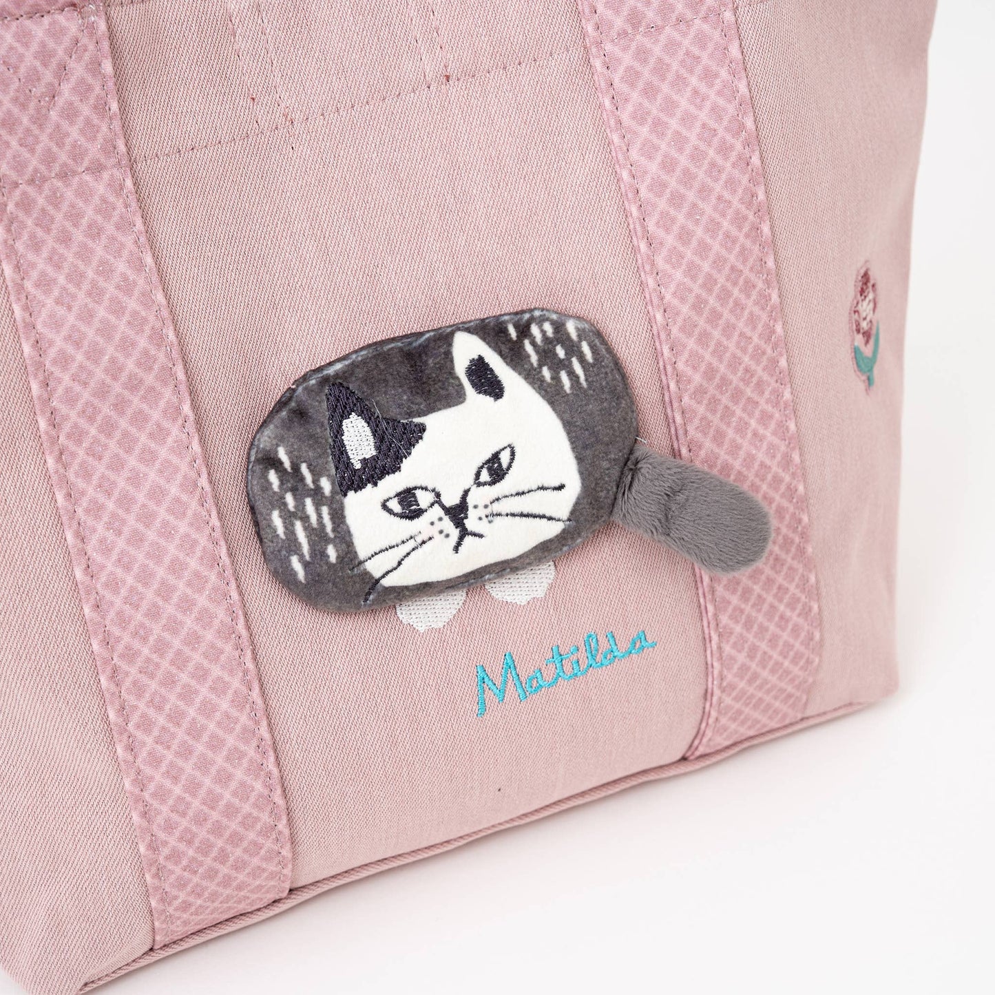 Kusuguru Japan Canvas Tote Bag with Embroidered Cat