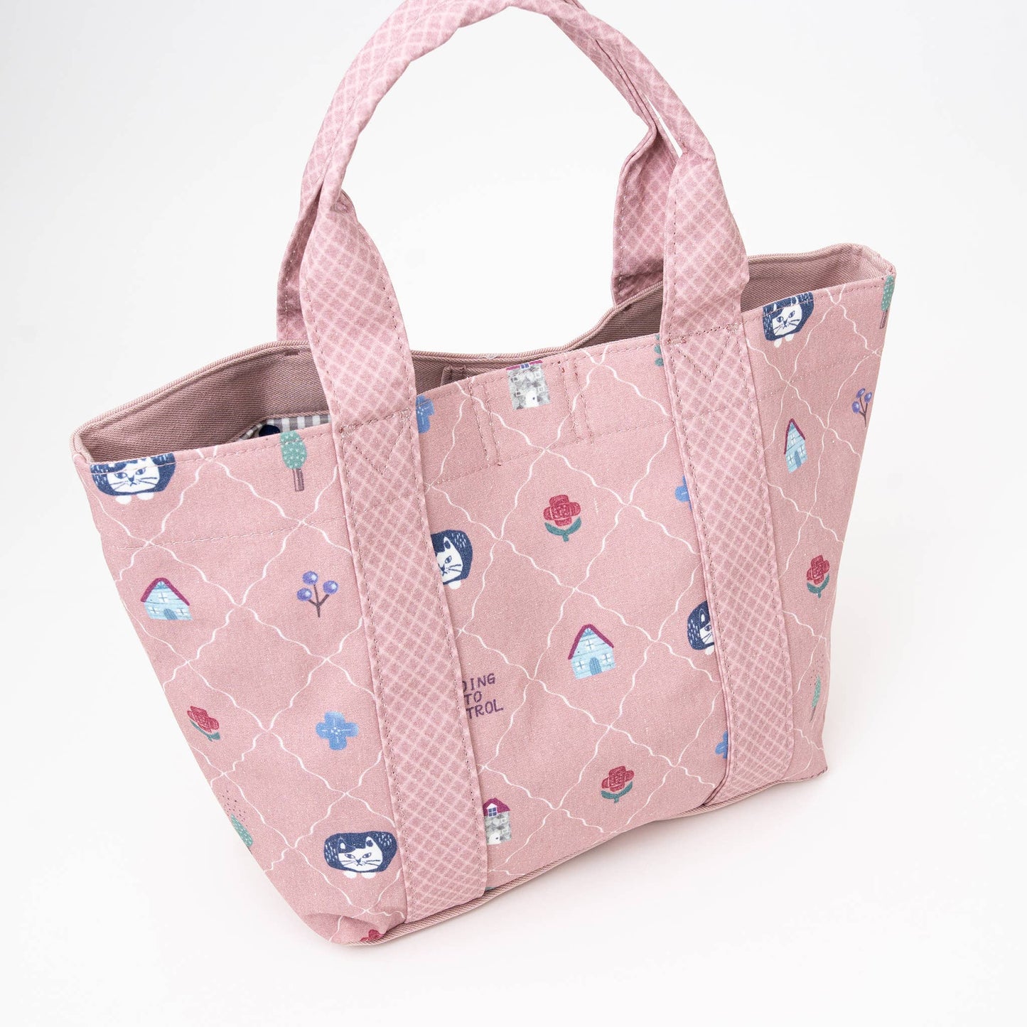 Kusuguru Japan Canvas Tote Bag with Embroidered Cat