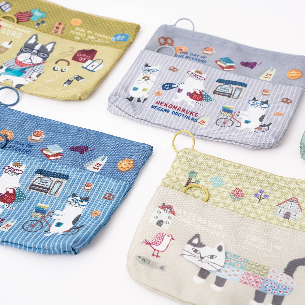 Kusuguru Japan Cat Card Holder Coin Purse Pouch