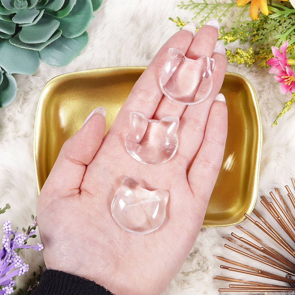 Clear Quartz Kitty Face, Crystal Cat