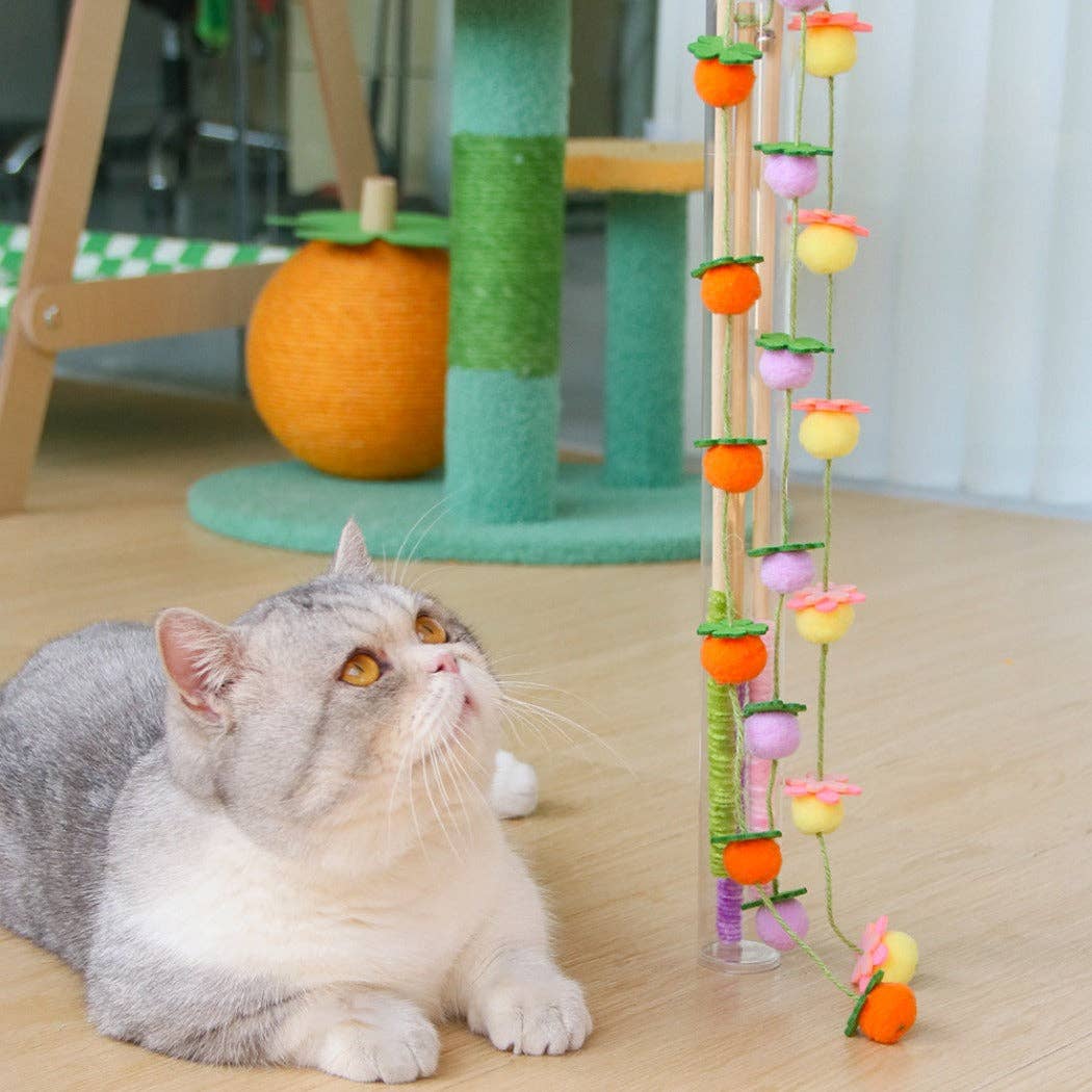 Moo - Hanging Pom Wand Interactive Cat Toy