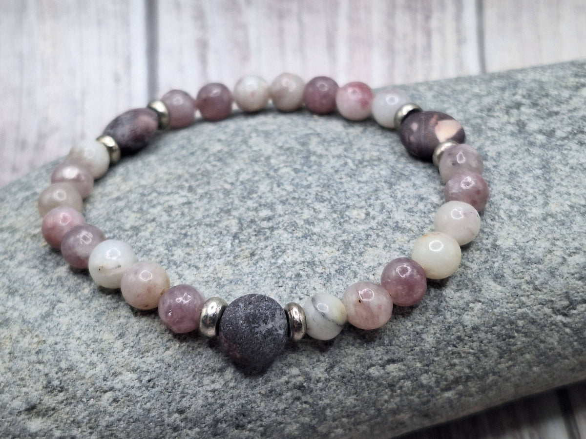 Terra Rosa Jasper & Ruby Quartz Bracelet with Silver
