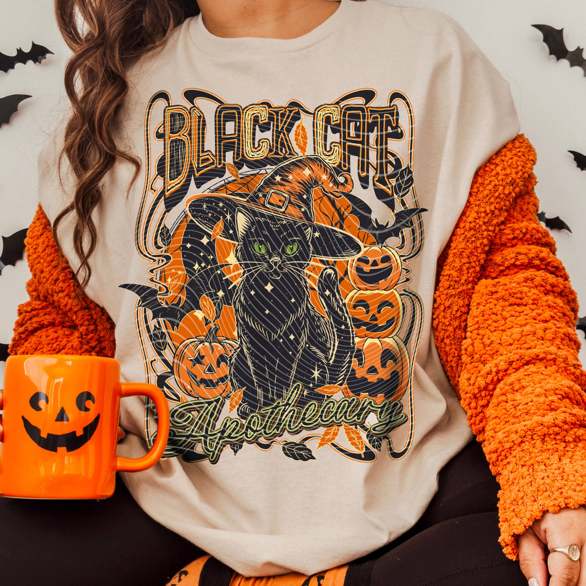 Black Cat Apothecary Halloween Long Sleeve