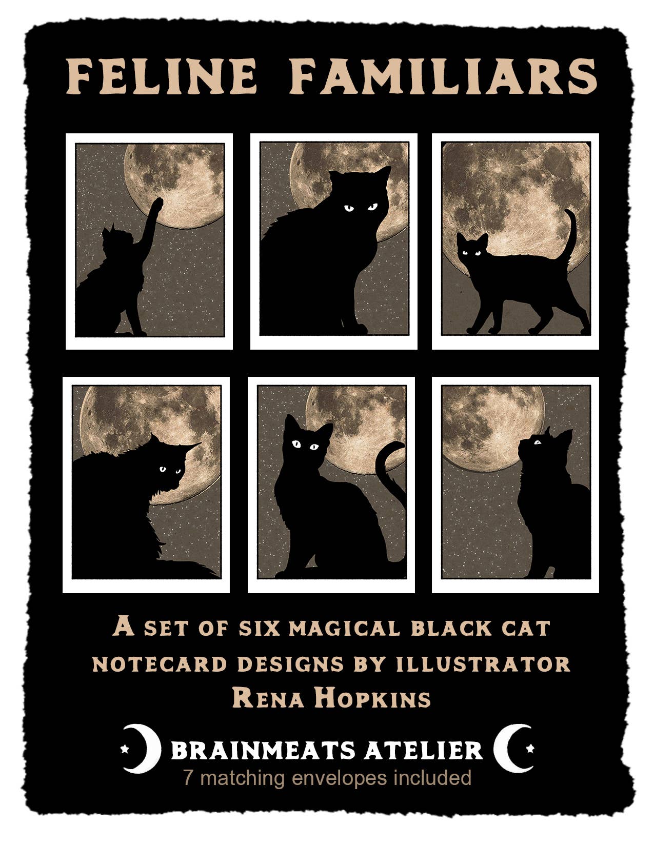 Feline Familiars – Boxed Black Cat Moon Notecard Set