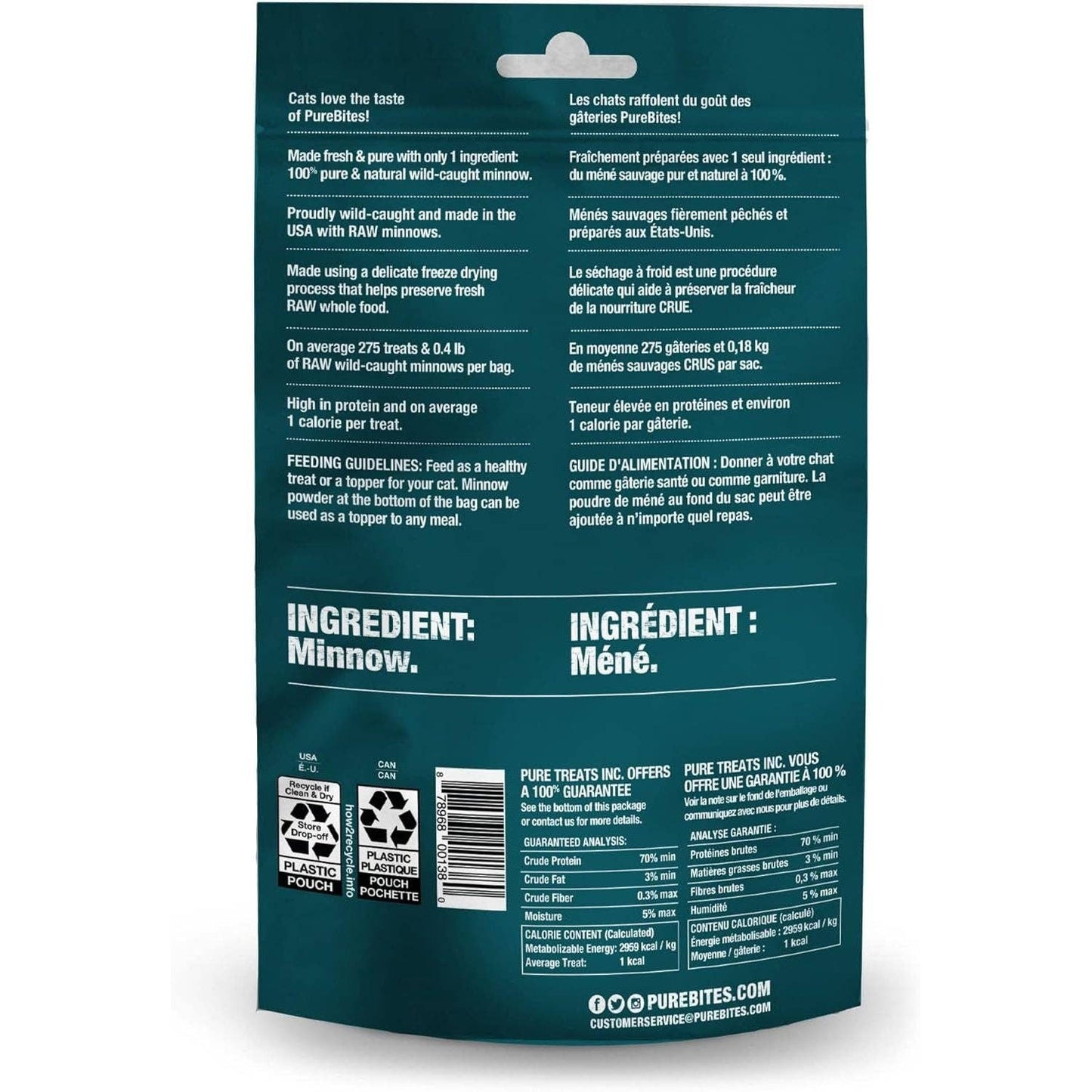PureBites Freeze-Dried Minnow Cat Treats — Single Ingredient, 1.09 oz