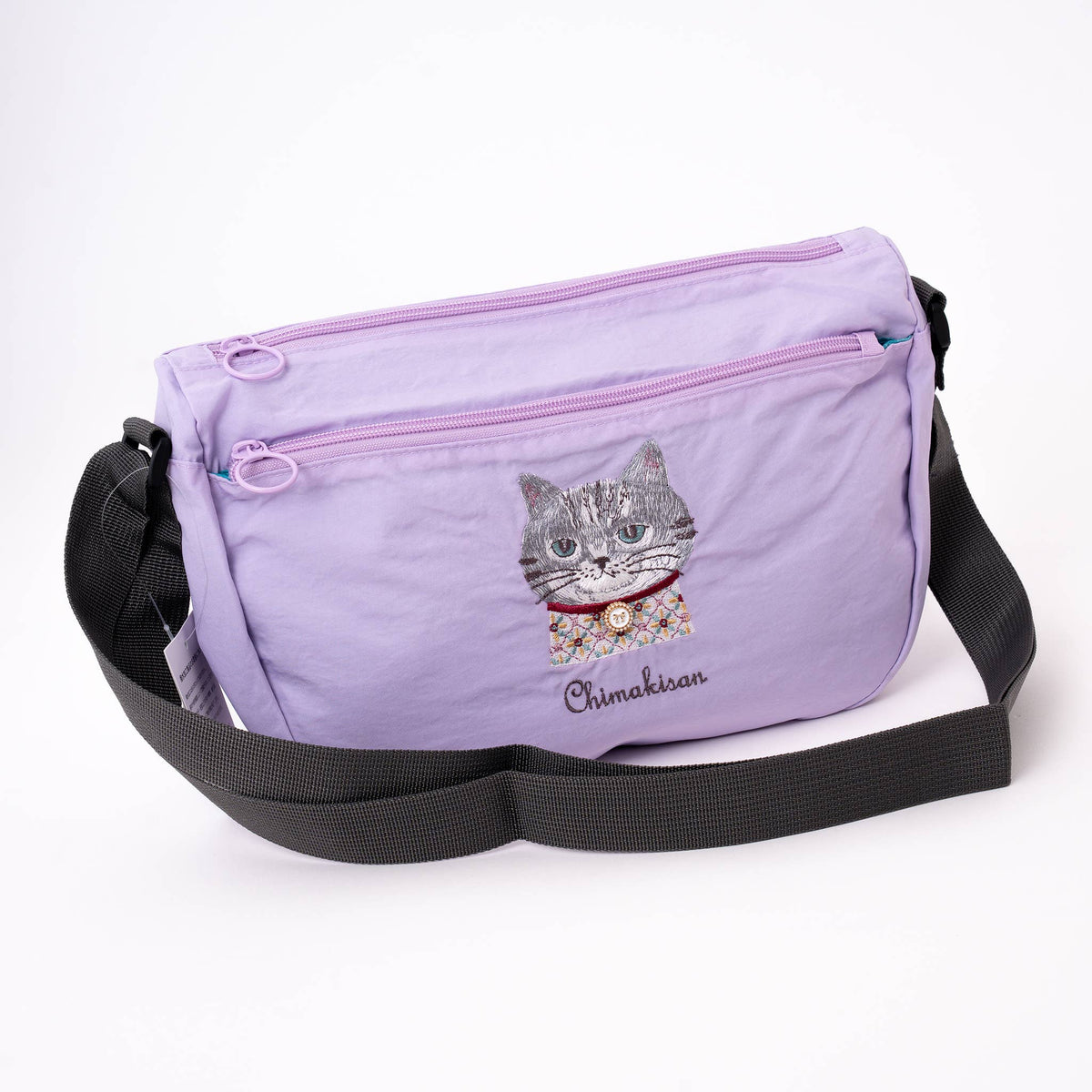 Kusuguru Japan Embroidered Cat Crossbody Bag