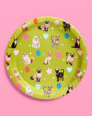Cat Plates | Cat Birthday, Kitten Party, Colorful, 24 pcs 9"