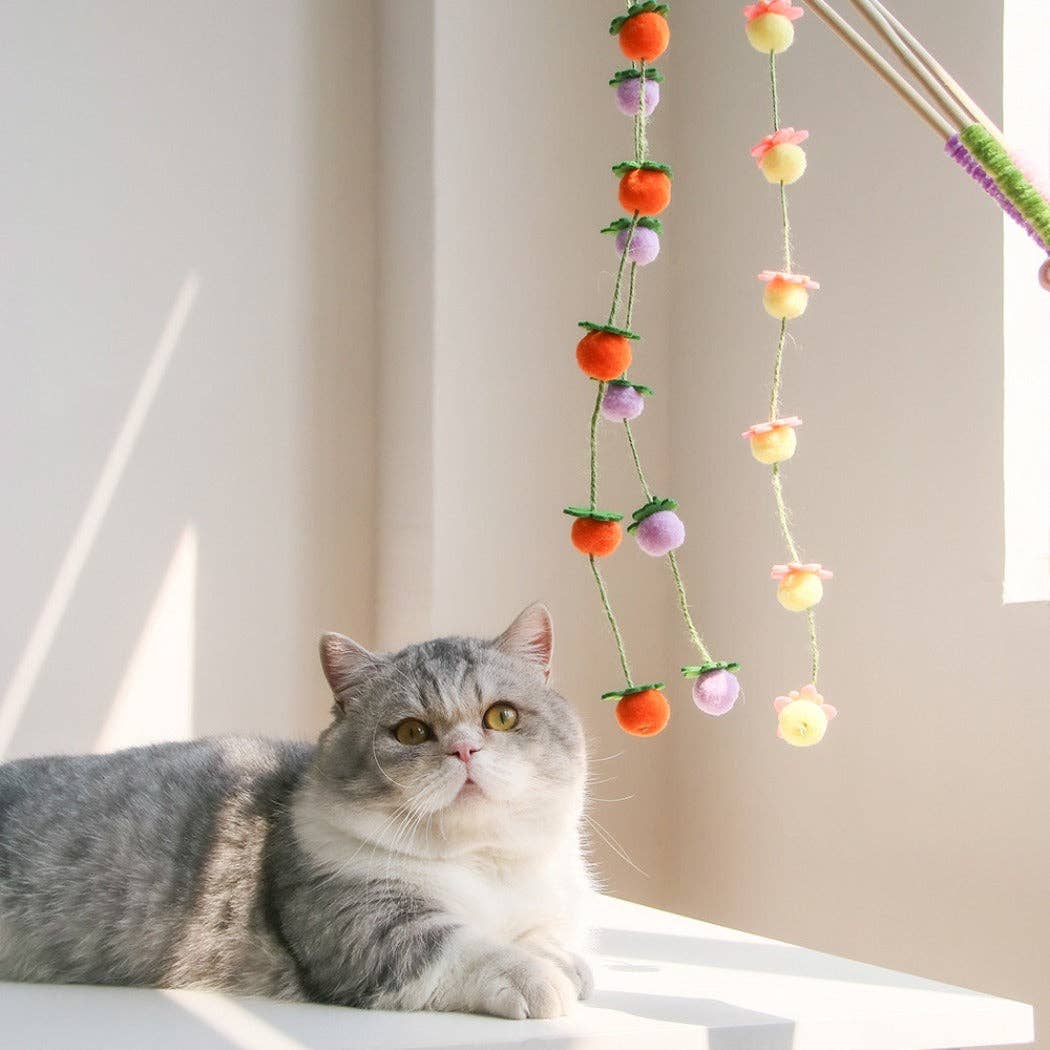 Moo - Hanging Pom Wand Interactive Cat Toy