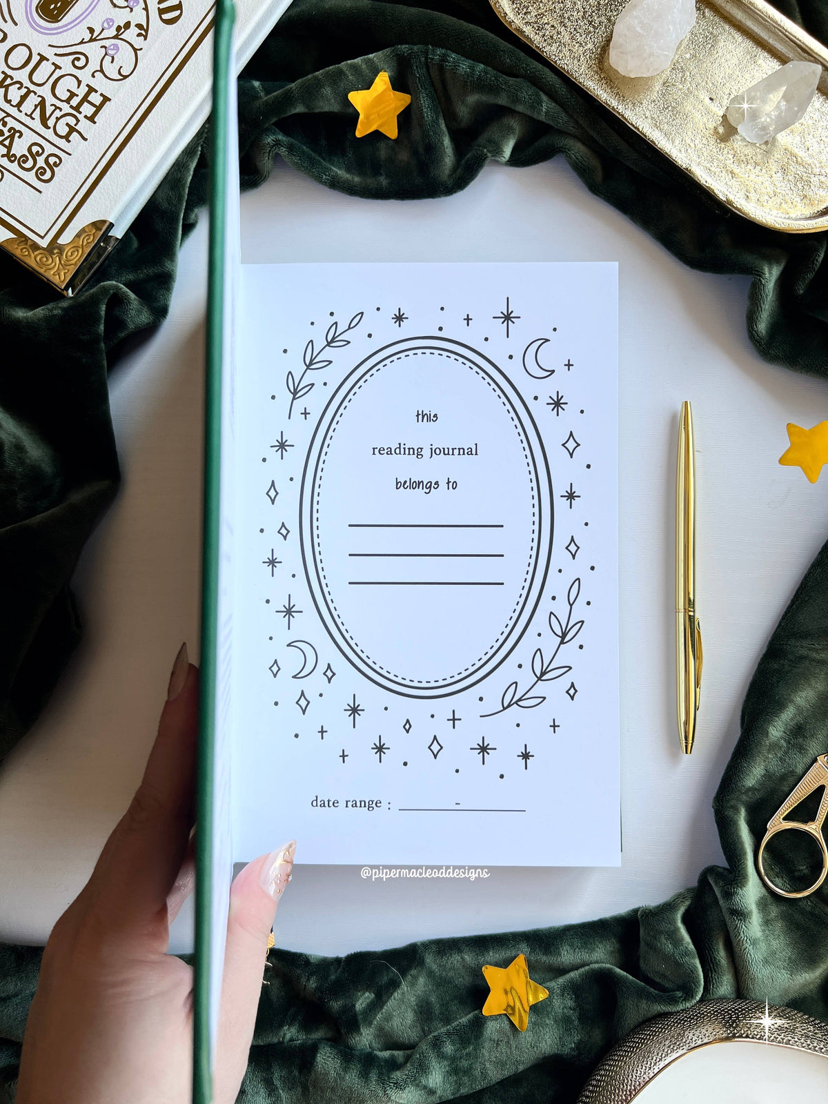 Expanded Reading Journal  Vegan Leather & Gold Foil