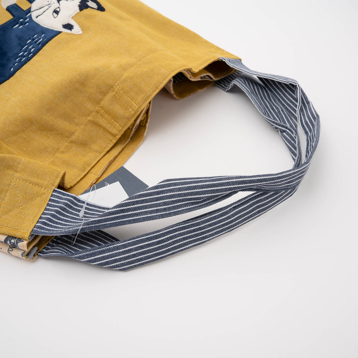 Kusuguru Japan Cats Embroidered Large Tote Bag - Yellow