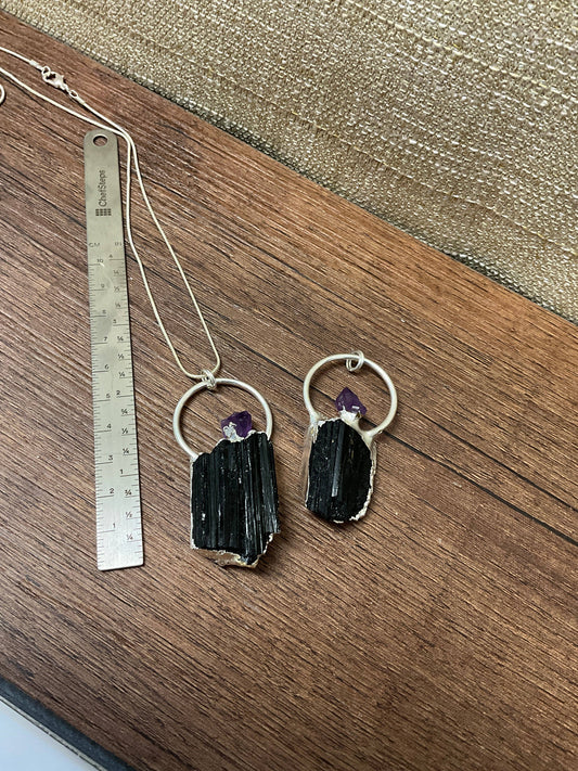 Serenity black tourmaline amethyst necklace