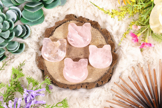 Rose Quartz Kitty Face, Crystal Cat