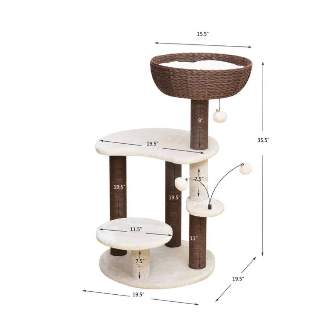Petpals Quartz Natural Aesthetic, Handwoven Cat Tree