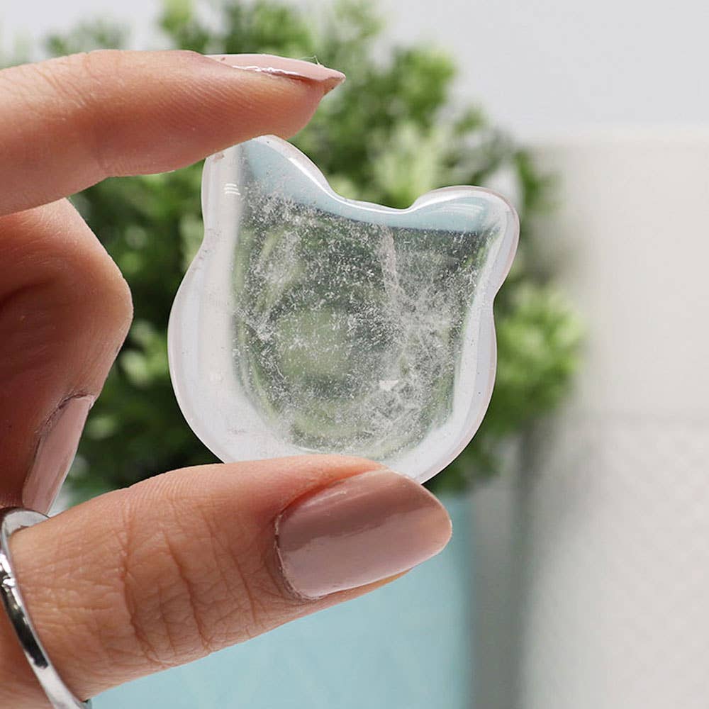 Clear Quartz Kitty Face, Crystal Cat