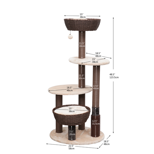 PetPals® 5-Level Large Cat Tree w/ Scratching Posts & Basket