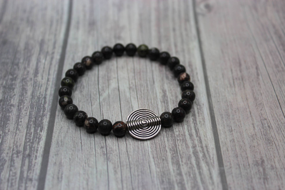 Kambaba Jasper Bracelet with Silver Accent Beads