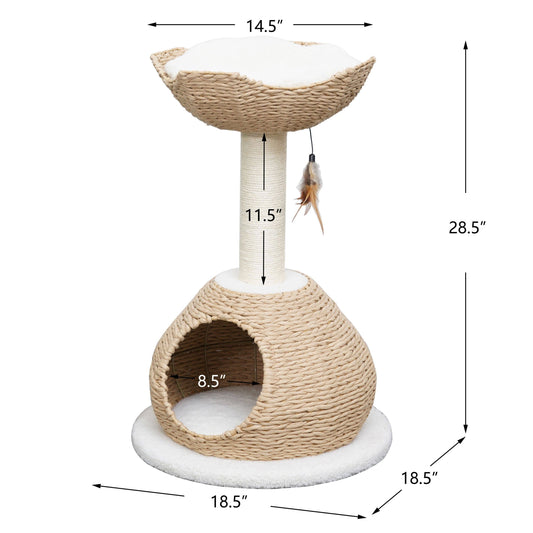 PetPals Walk Up Cat Tree With Handwoven Basket & Cloud Perch