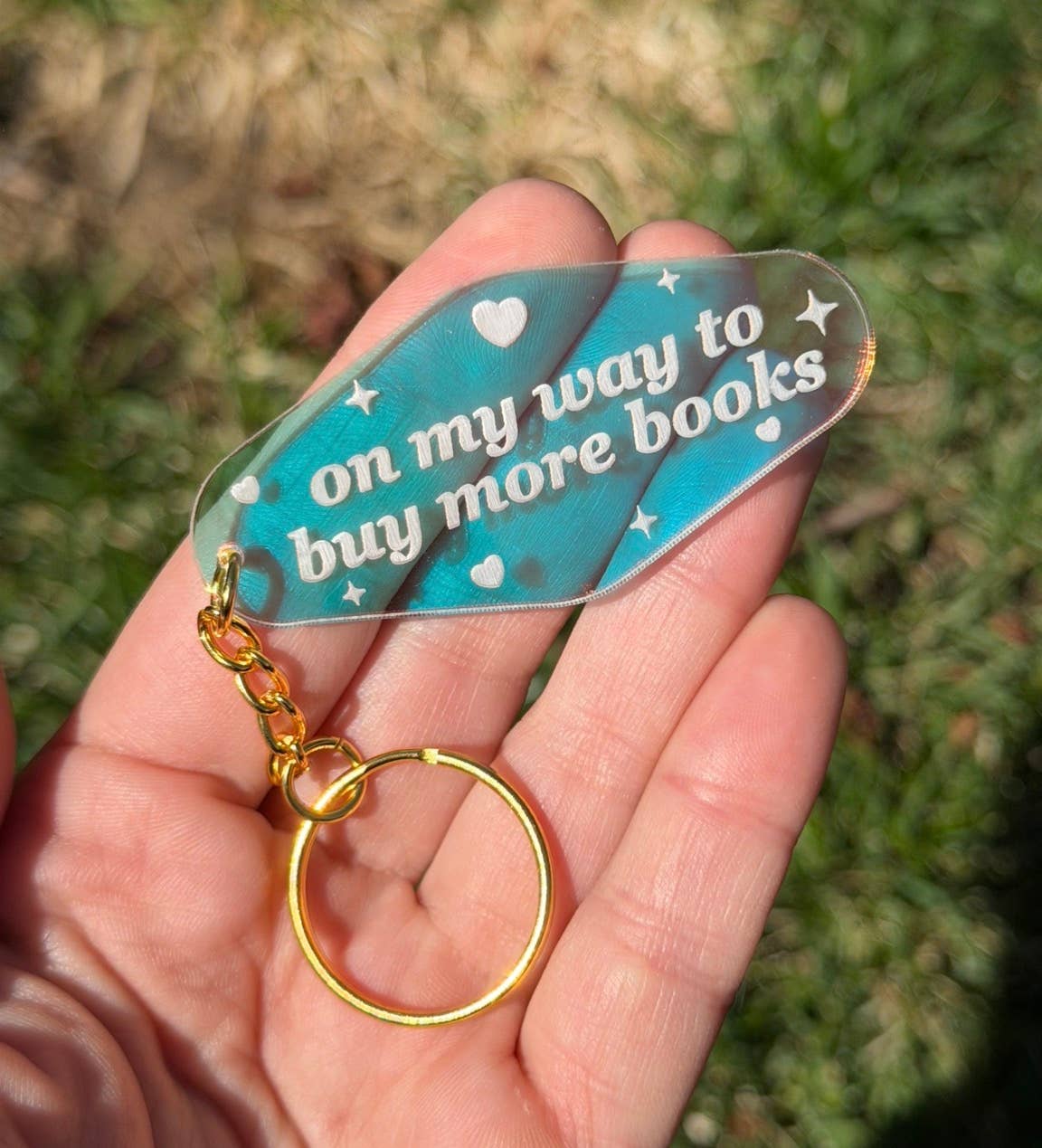 On My Way To Buy More Books Motel Iridescent Keychain