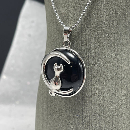 Luna Cat Gemstone Pendant Necklace