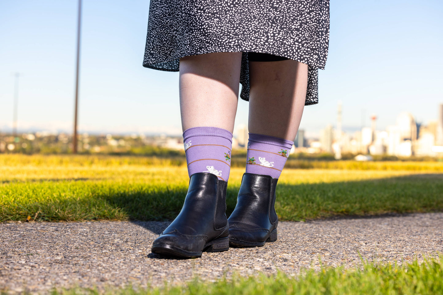 Women's Cat & Plant Crew Socks - Funny Pet Lover Gift