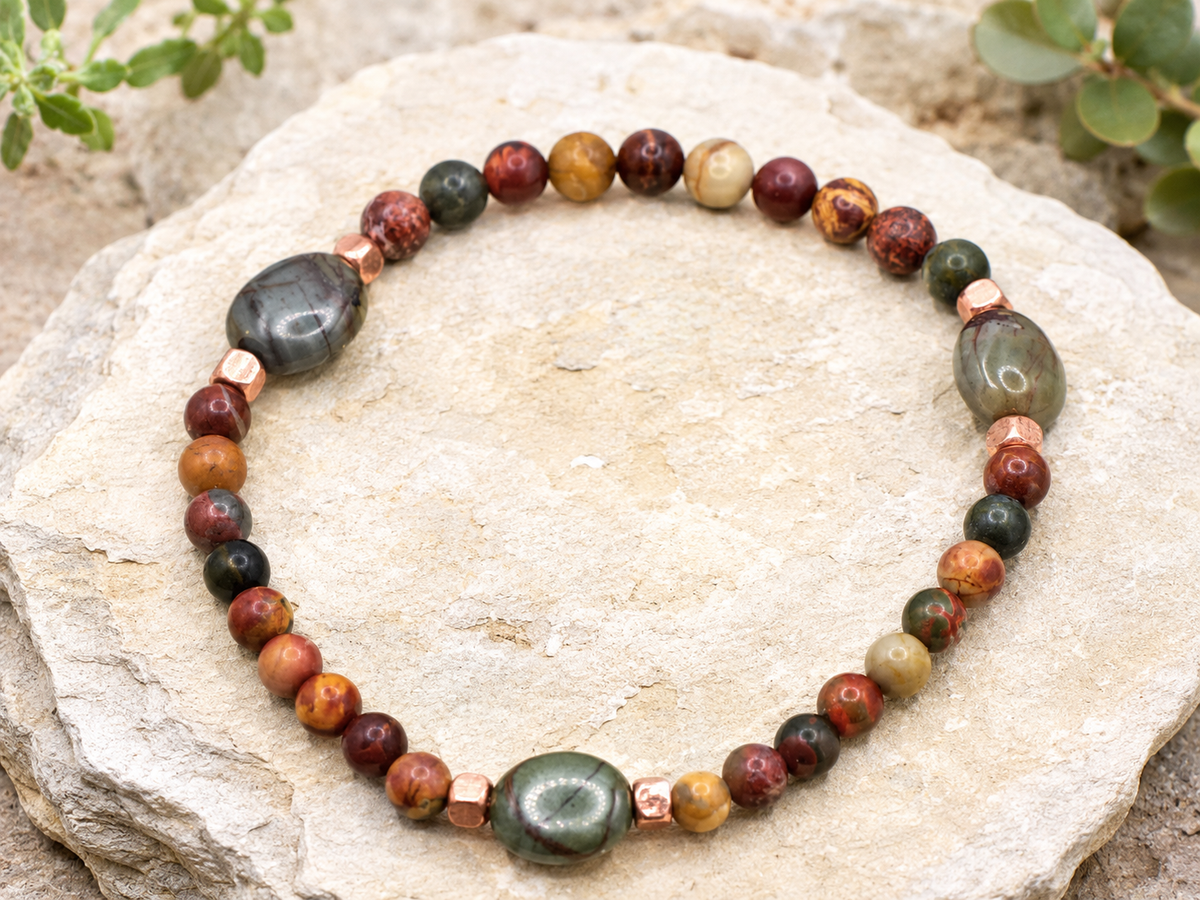 Red Creek Jasper Bracelet with Warm Copper Accents
