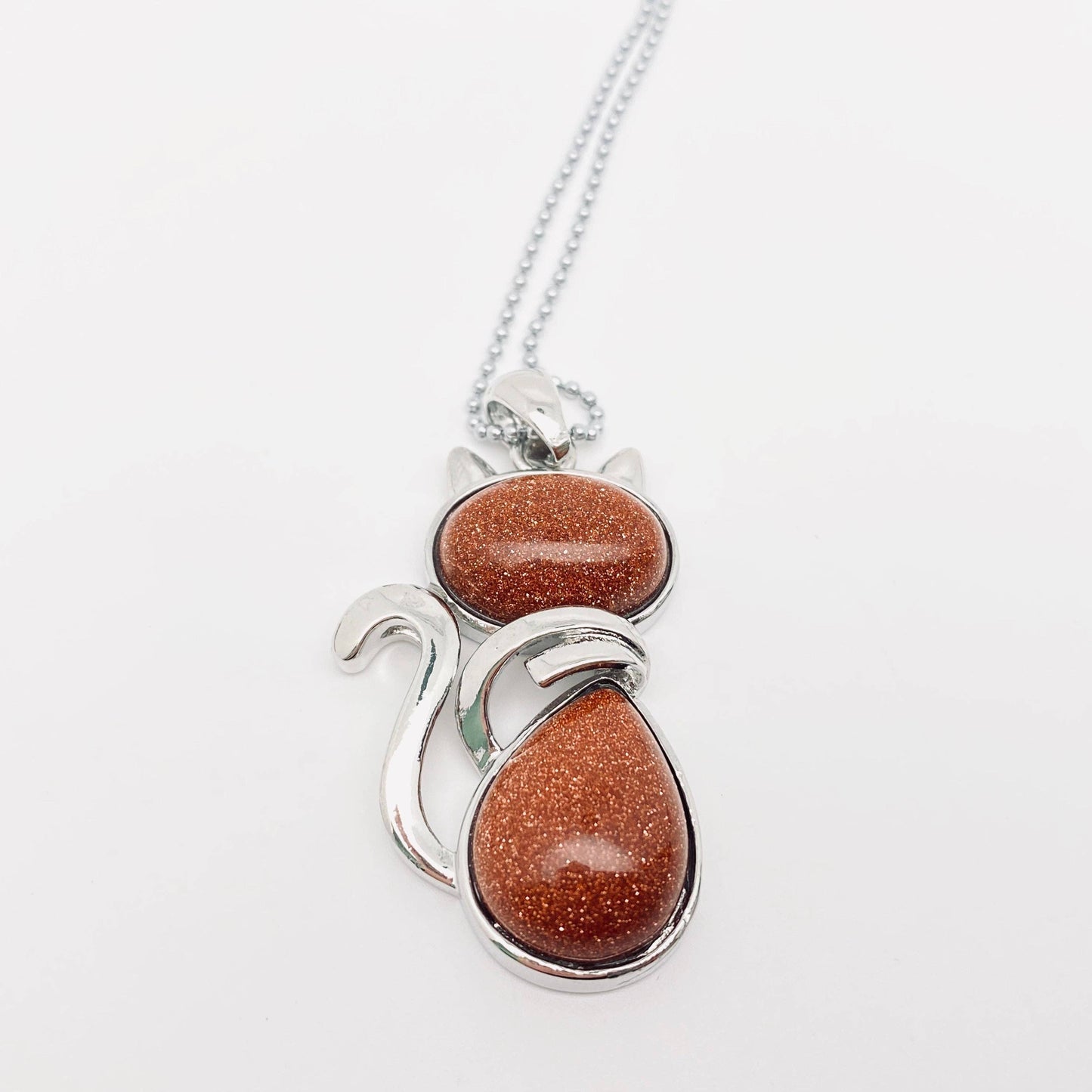 Natural Stone Cat Pendant Necklace