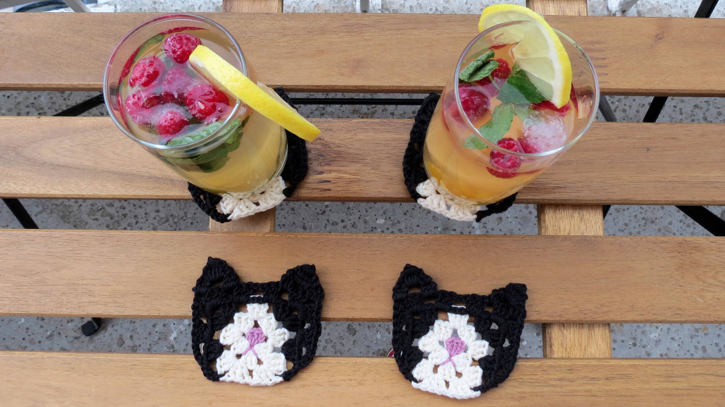 Cat Handmade Crochet Drink Coasters