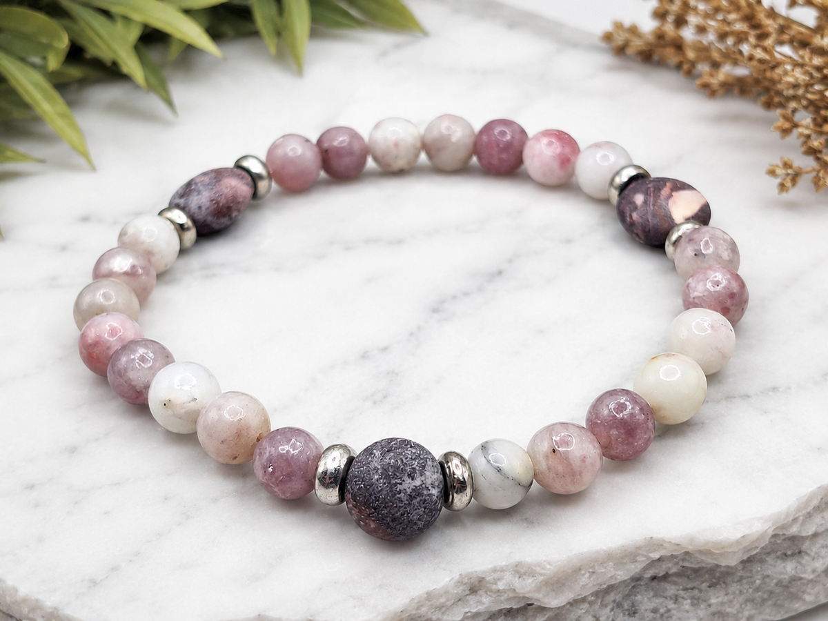 Terra Rosa Jasper & Ruby Quartz Bracelet with Silver