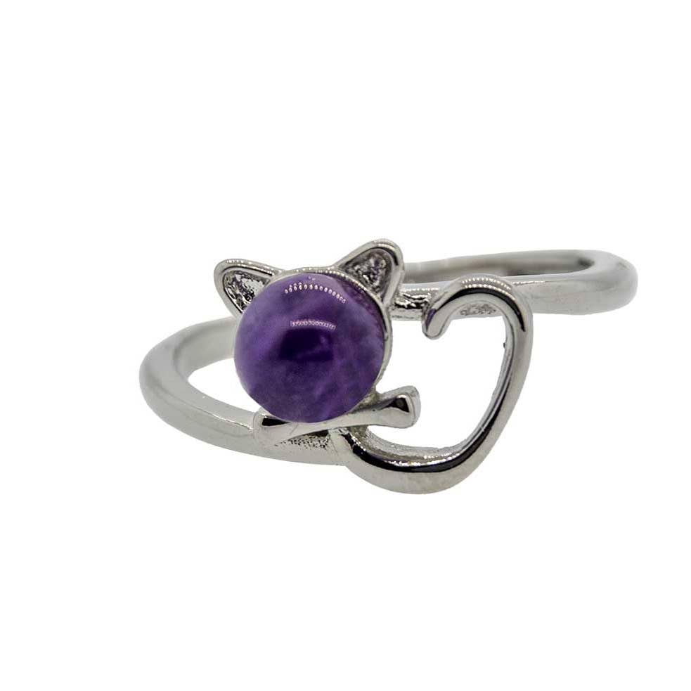 Kitty Cat Adjustable Gemstone Ring