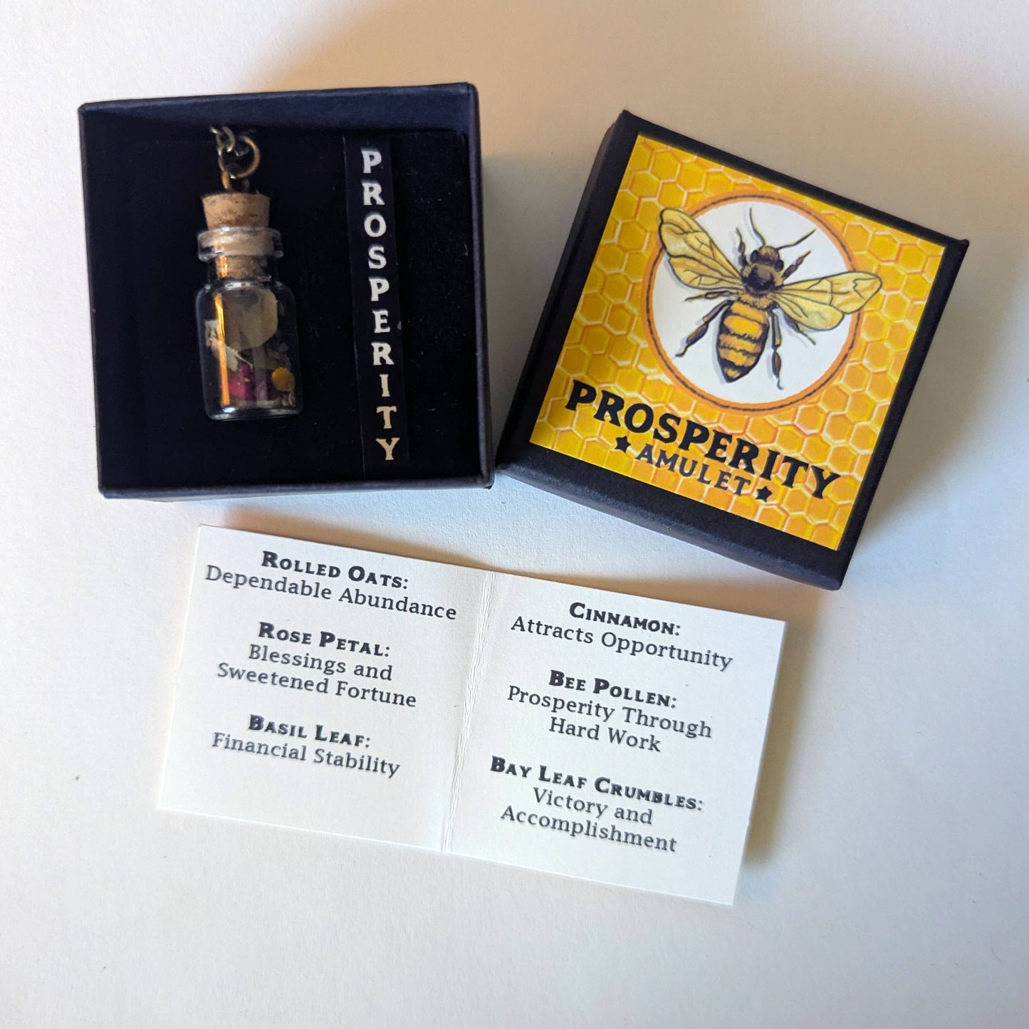 Prosperity Amulet - Abundance Talisman Necklace with Honeybee