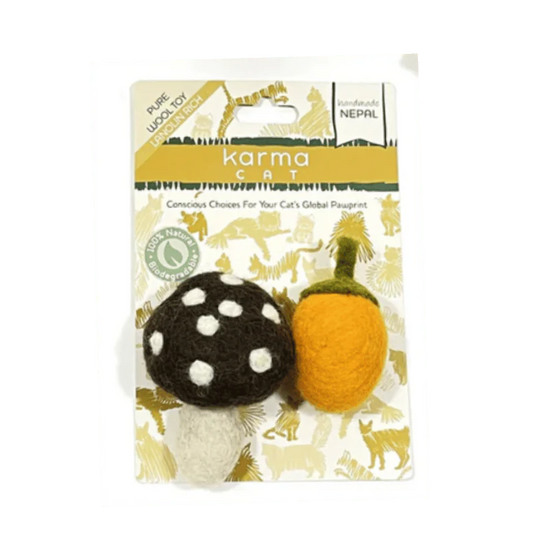Karma Cat Felted Mushroom & Acorn 2pk Toy